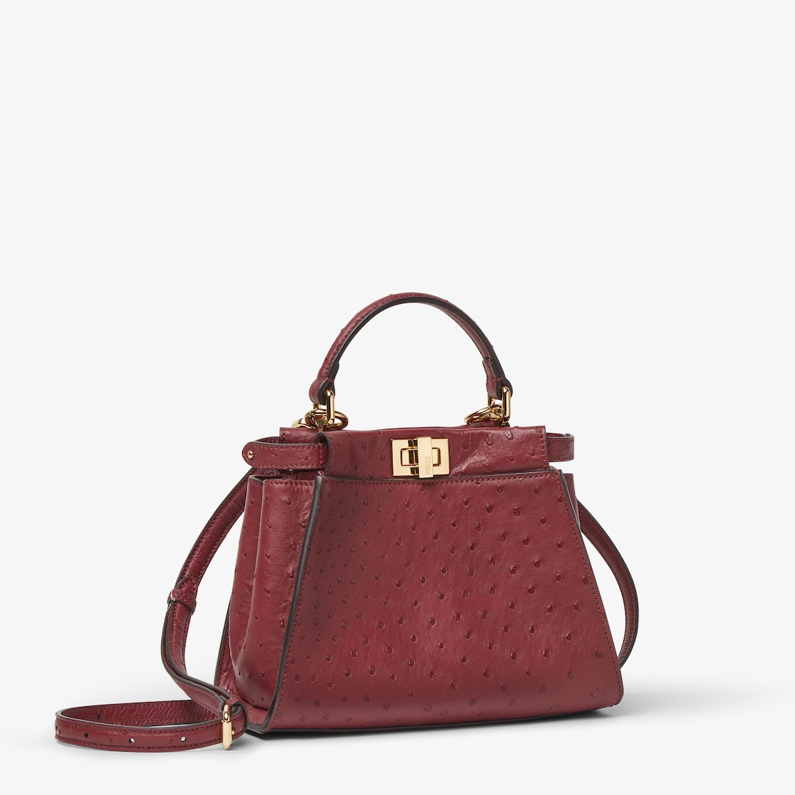 FENDI Peekaboo Mini Burgundy ostrich skin bag - Image 3
